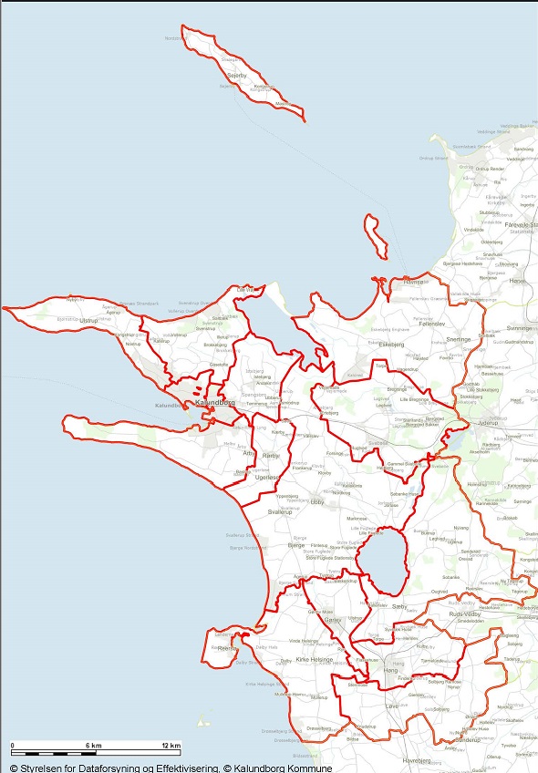 Kort over skoledistrikter i Kalundborg Kommune
